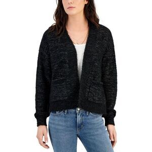Hooked Up by IOT Womens Eye Lash Open Front Cardigan Sweater, Blue, NWT